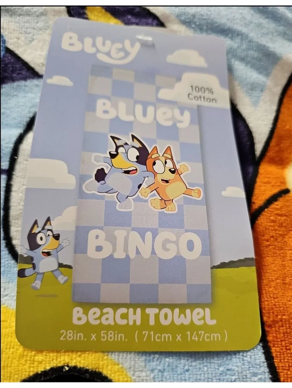 Bluey Bingo Beach Towel 28x58 100% Cotton Kids Bath Pool Towel NWT Disney